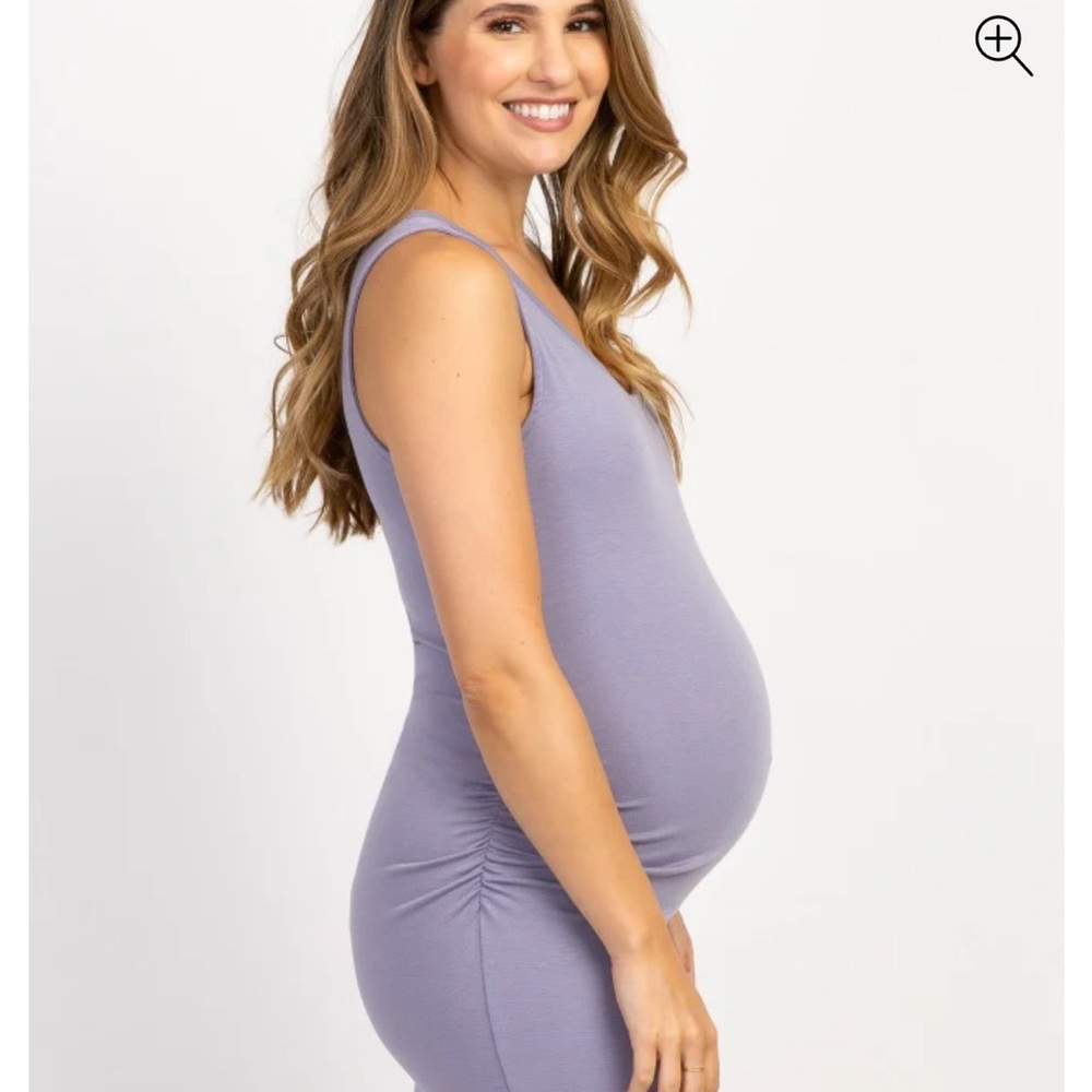 GUC PinkBlush Lavender Sleeveless Ruched Fitted Maternity Dress